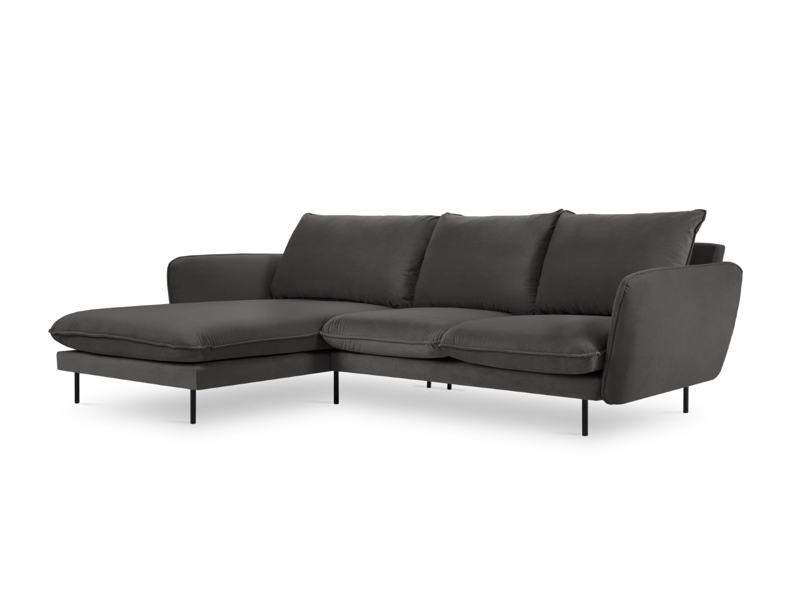 Cosmopolitan Design linker hoekbank Vienna 5-zits, flueel, donkergrijs