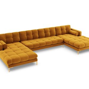 Cosmopolitan Design Panoramische bank Bali 7-zits, flueel, geel – 185x Cosmopolitan Design Panoramische bank Bali 7-zits, flueel, geel – 185x