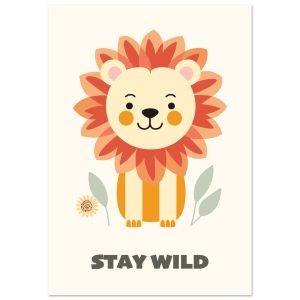 Artfulprints Poster Leeuwtje stay wild – 70×100 cm – Oranje Artfulprints Poster Leeuwtje stay wild – 70×100 cm – Oranje