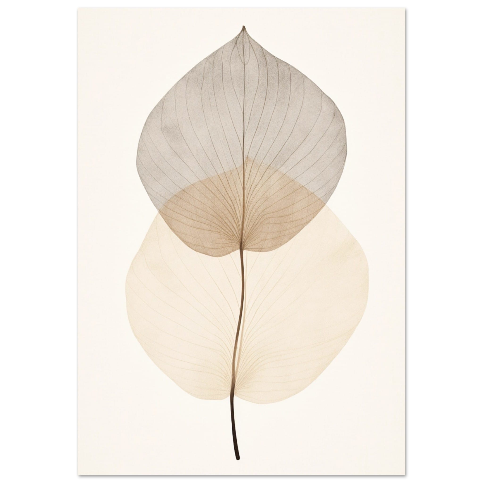 Artfulprints Poster Japandi leaf - 70x100 cm - Taupe