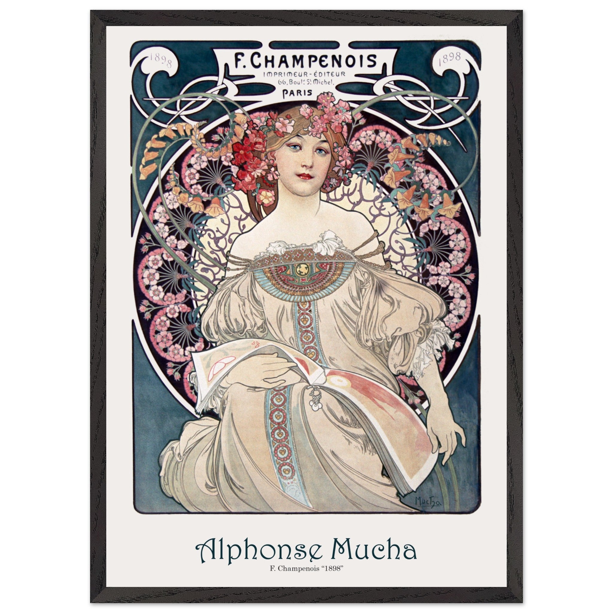 Artfulprints Poster met Lijst Alphonse Mucha - F. Champenois - 50x70 c