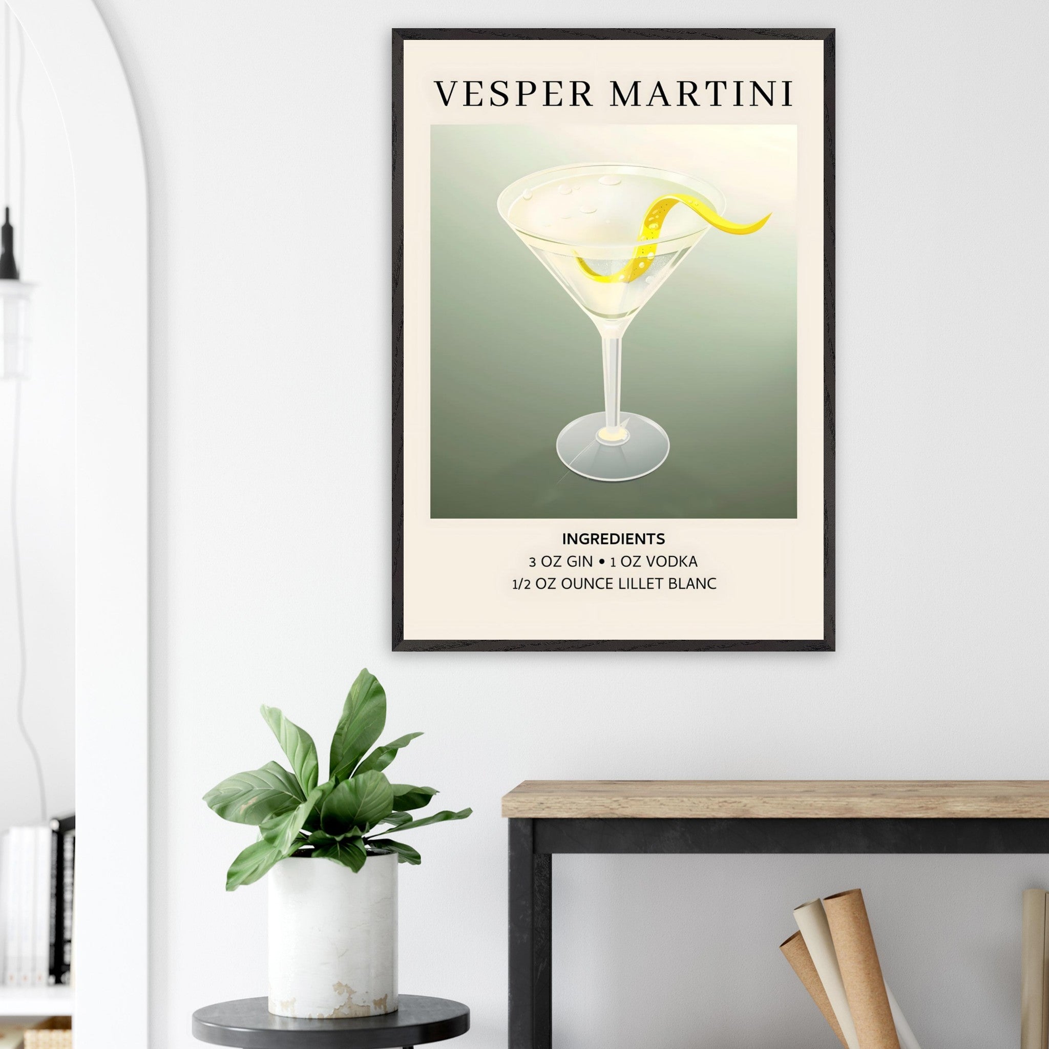 Artfulprints Poster Vesper Martini cocktail - Ingrediënten - 70x100 cm
