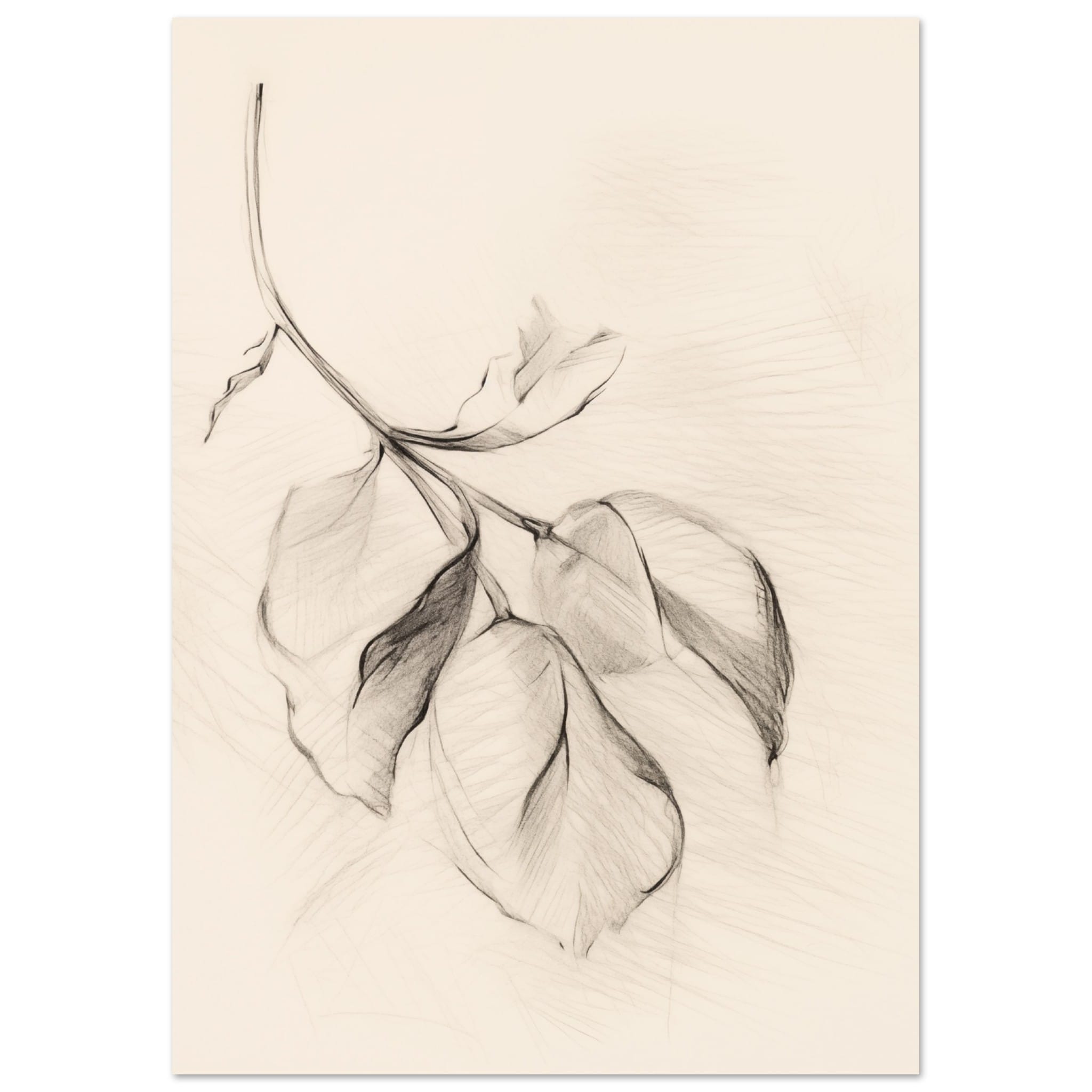 Artfulprints Poster Botanical branch - A4 21x29.7 cm - Zwart / Wit