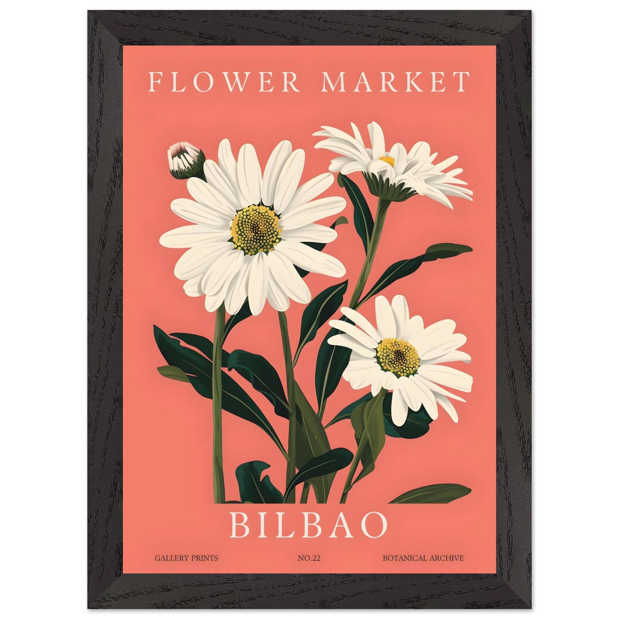 Artfulprints Poster met Lijst Flower market - Bilbao - A4 21x29.7 cm -