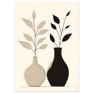 Artfulprints Poster Boho – Dual vase – 50×70 cm – Zwart / Wit Artfulprints Poster Boho – Dual vase – 50×70 cm – Zwart / Wit