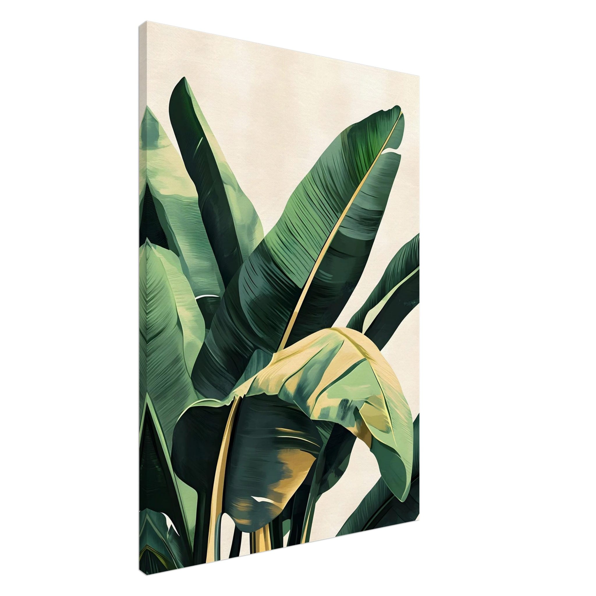 Artfulprints Canvas Tropical green leaves canvas - 75x100 cm - Groen