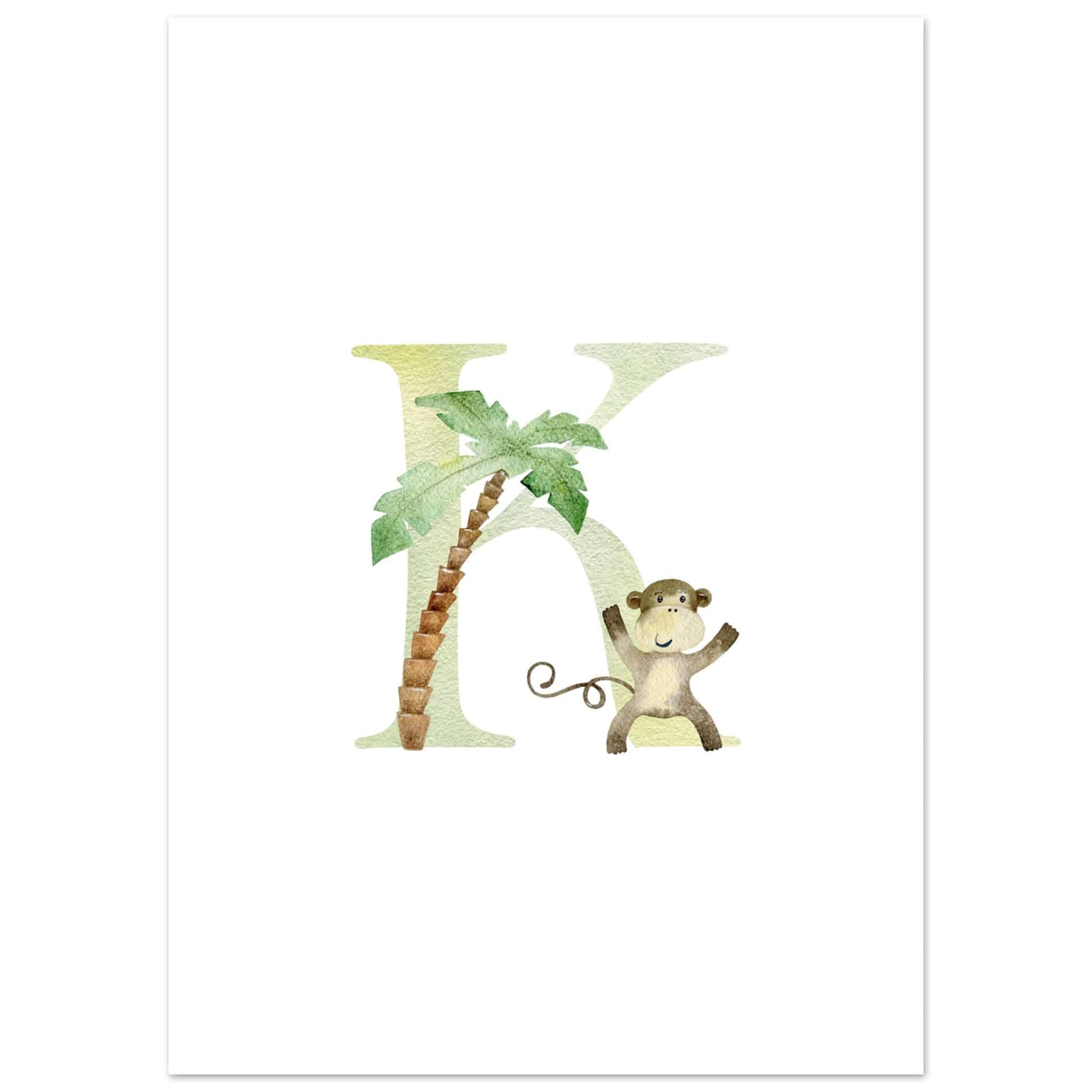 Artfulprints Poster Letter K kindernaam - 50x70 cm - Meerkleurig