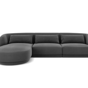 Cosmopolitan Design linker hoekbank Tulum 4-zits, flueel, grijs – 156x Cosmopolitan Design linker hoekbank Tulum 4-zits, flueel, grijs – 156x