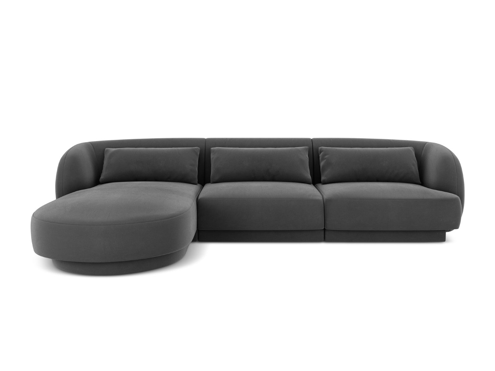 Cosmopolitan Design linker hoekbank Tulum 4-zits, flueel, grijs - 156x