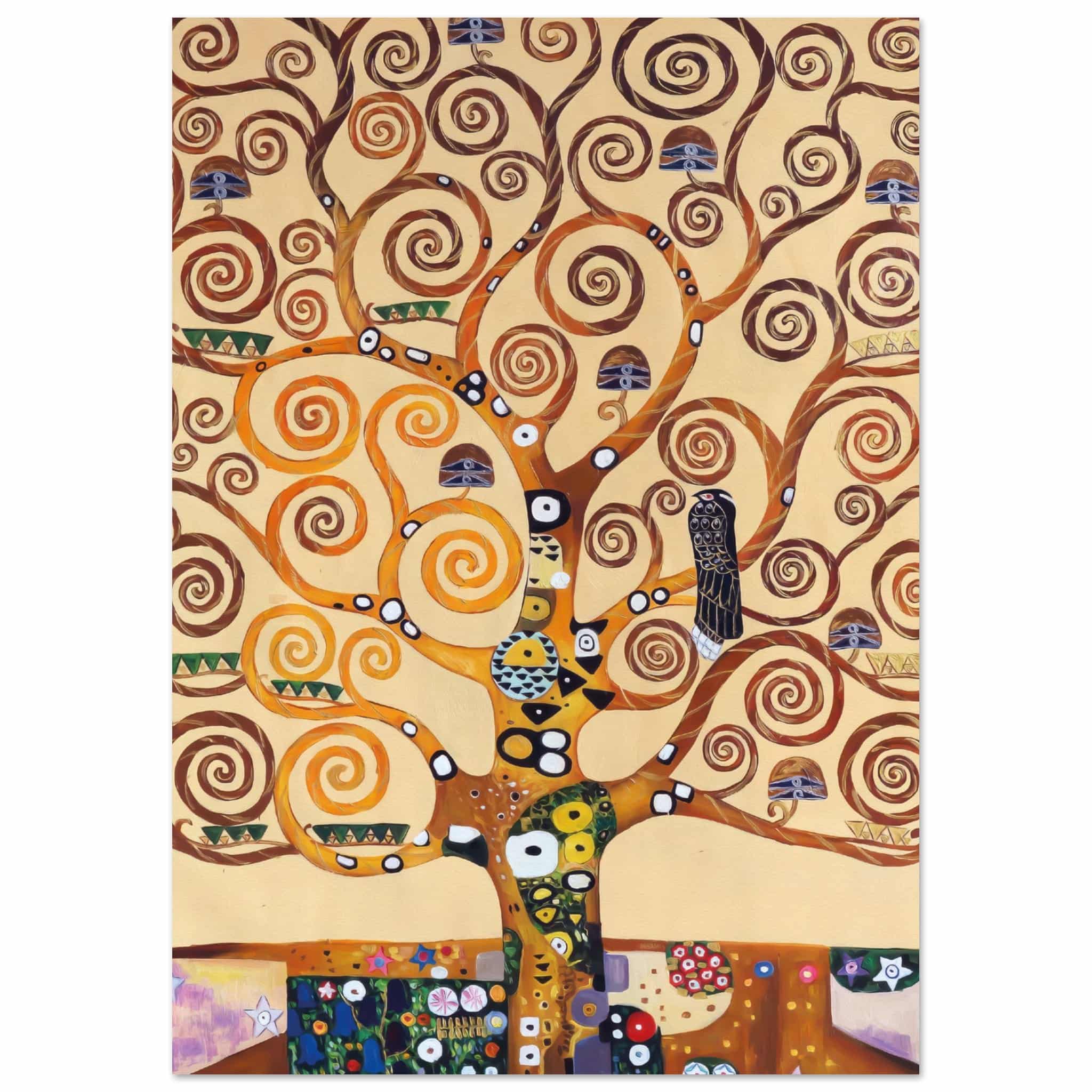 Artfulprints Poster Gustav Klimt - Tree of life - A4 21x29.7 cm - Geel