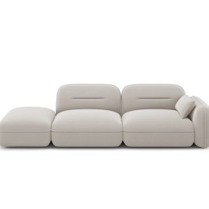 Cosmopolitan Design linker modulaire bank Sydney 3-zits, flueel, licht Cosmopolitan Design linker modulaire bank Sydney 3-zits, flueel, licht