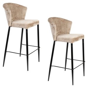 Dutchbone Georgia Barkrukken rugleuning 73 cm Taupe – Set van 2 Dutchbone Georgia Barkrukken rugleuning 73 cm Taupe – Set van 2