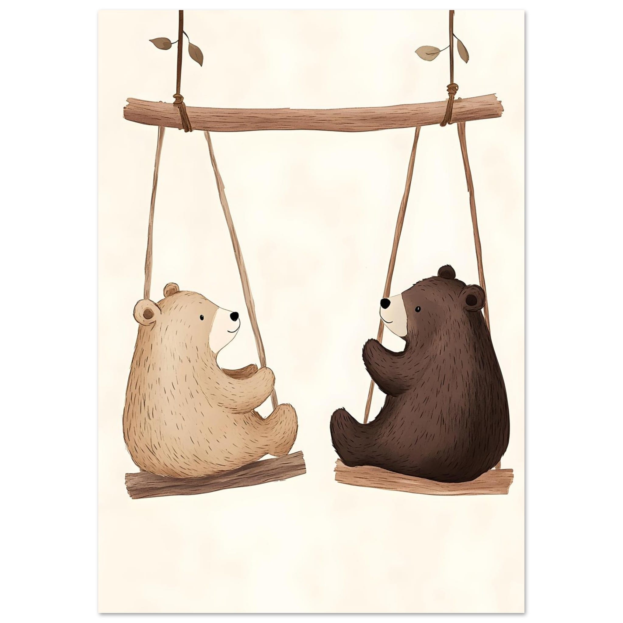 Artfulprints Poster Berenvriendjes - A4 21x29.7 cm - Bruin
