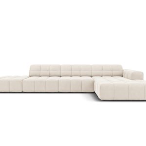 Cosmopolitan Design rechter hoekbank Chicago 5-zits, flueel lichtbeige Cosmopolitan Design rechter hoekbank Chicago 5-zits, flueel lichtbeige