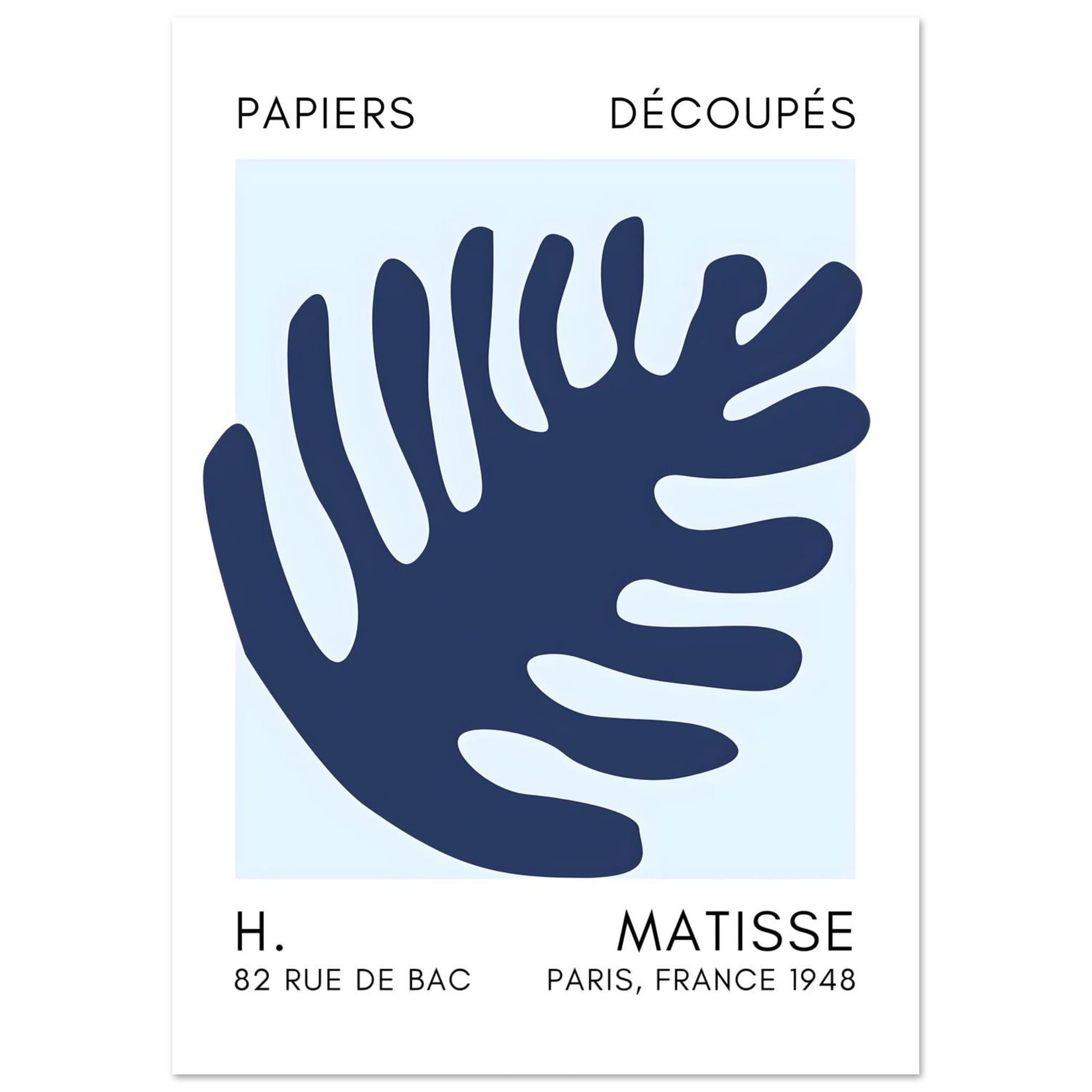 Artfulprints Poster Matisse – Coral bloom navy blue I - A4 21x29.7 cm