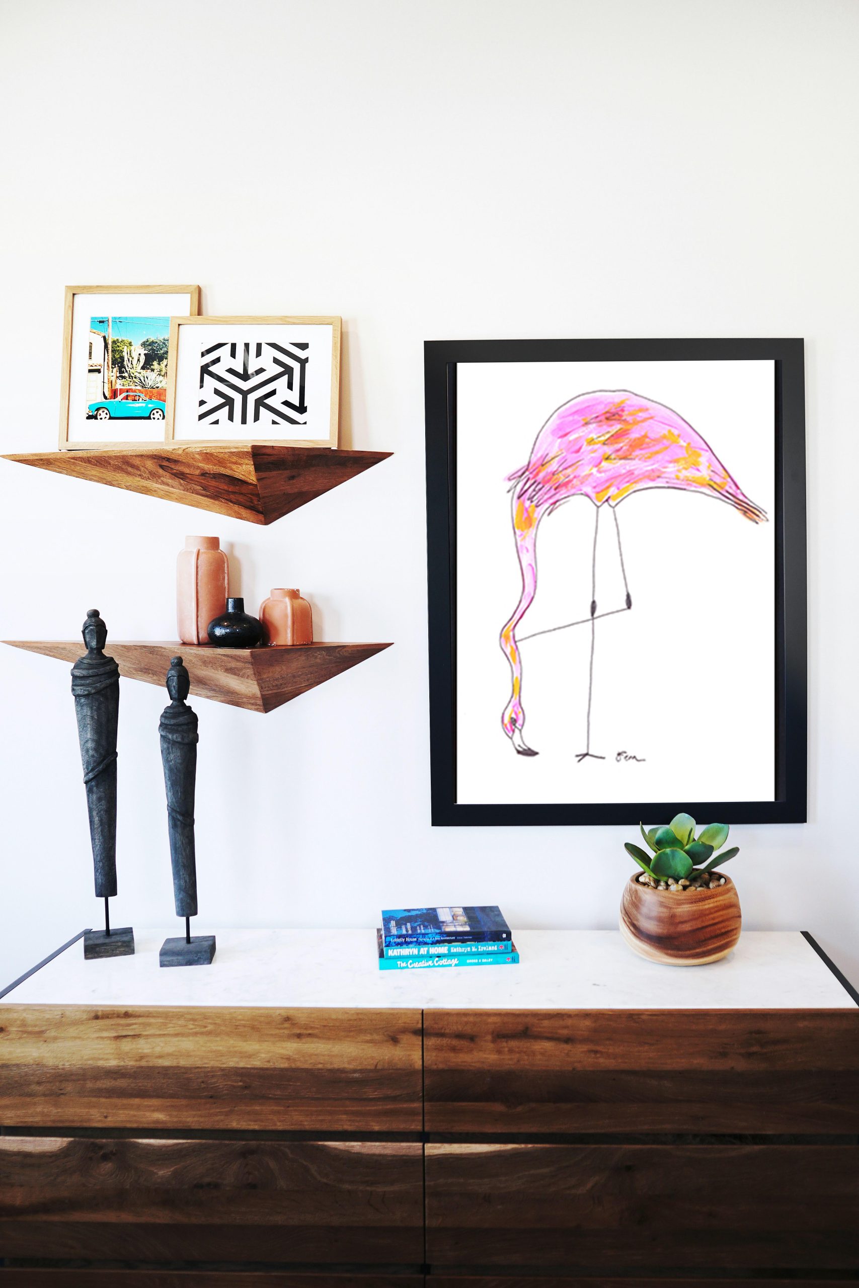 Catchii poster Flamingo Head Down - meerkleurig - 297x210 cm