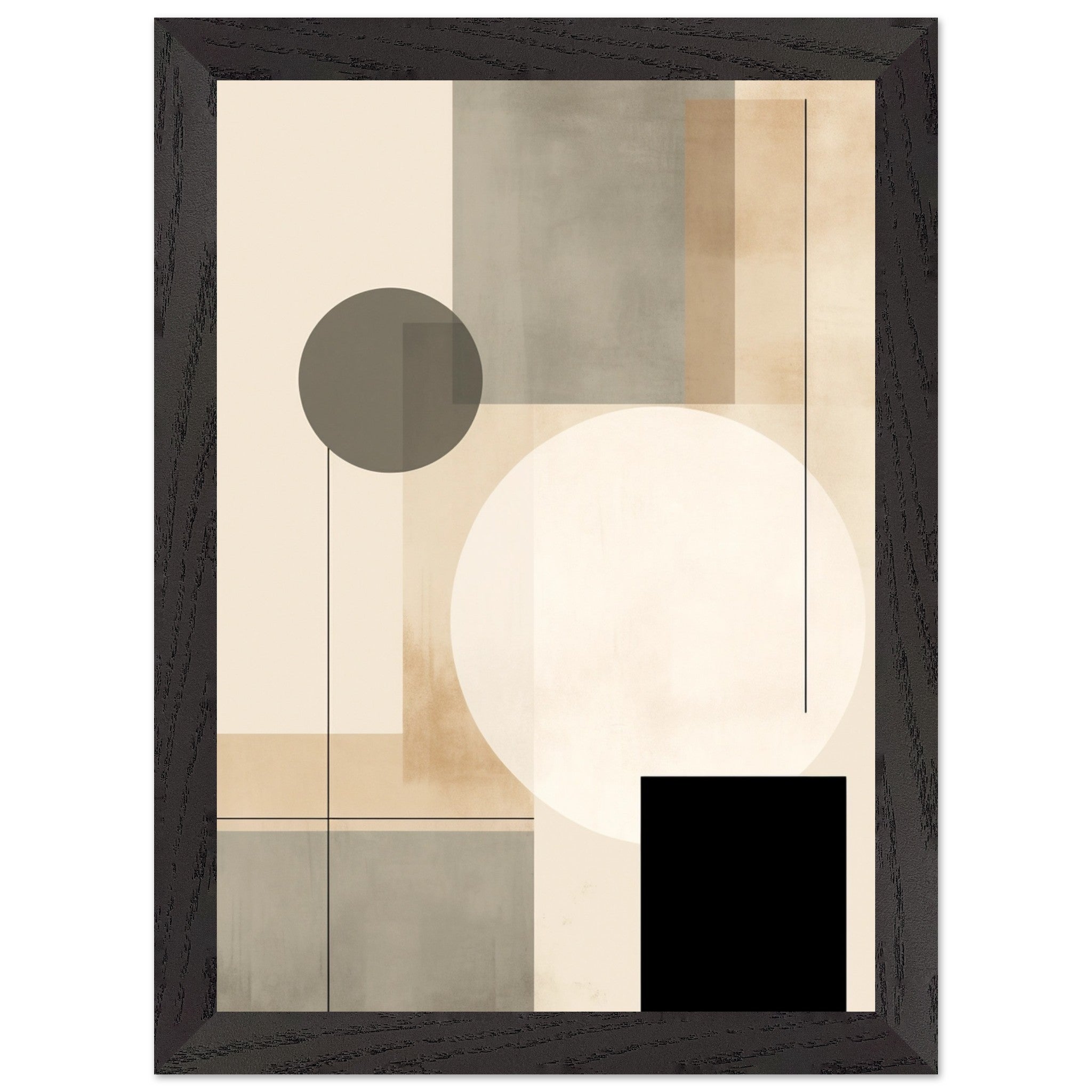 Artfulprints Poster met Lijst Japandi abstract - A4 21x29.7 cm - Taupe