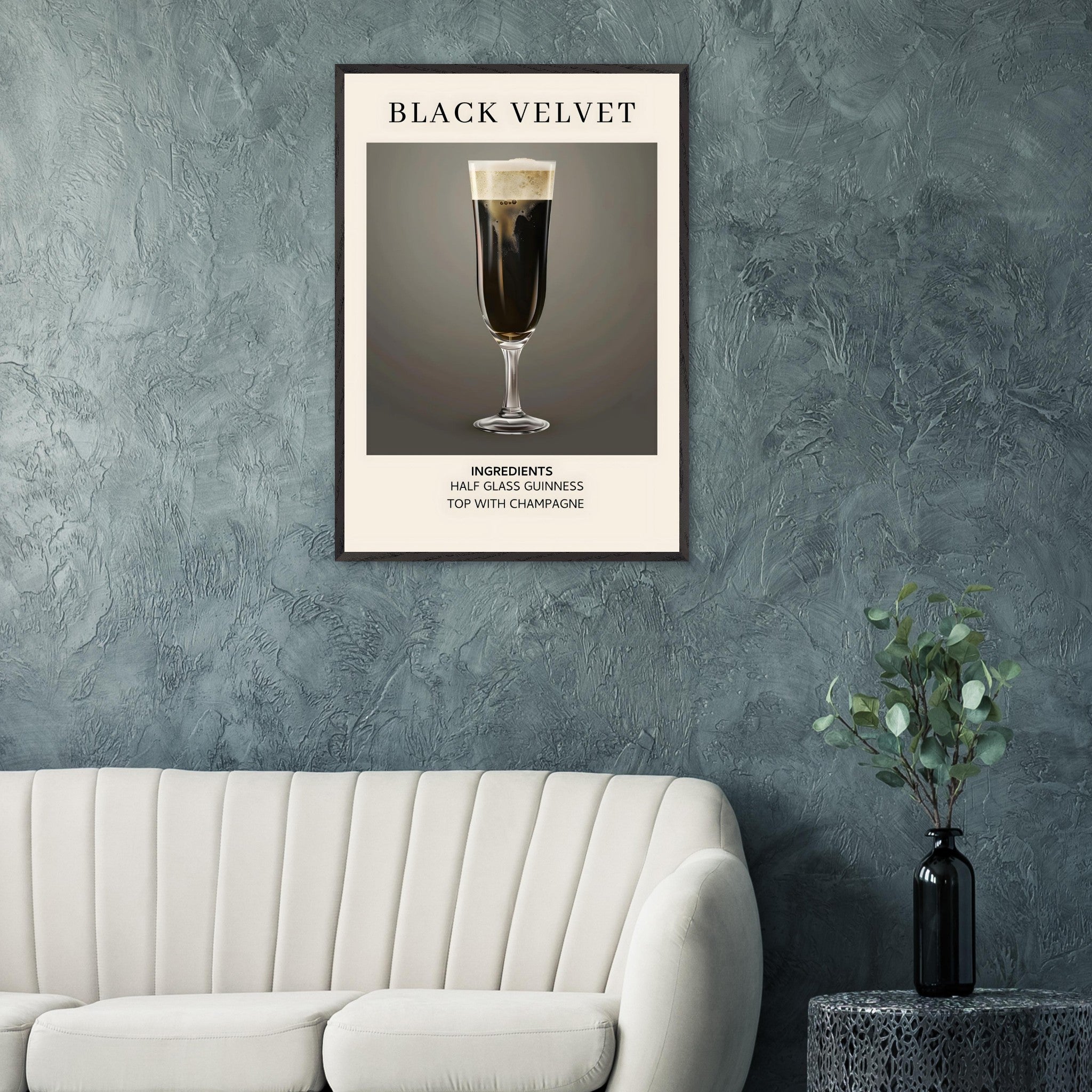 Artfulprints Poster Black Velvet cocktail - Ingrediënten - 70x100 cm -