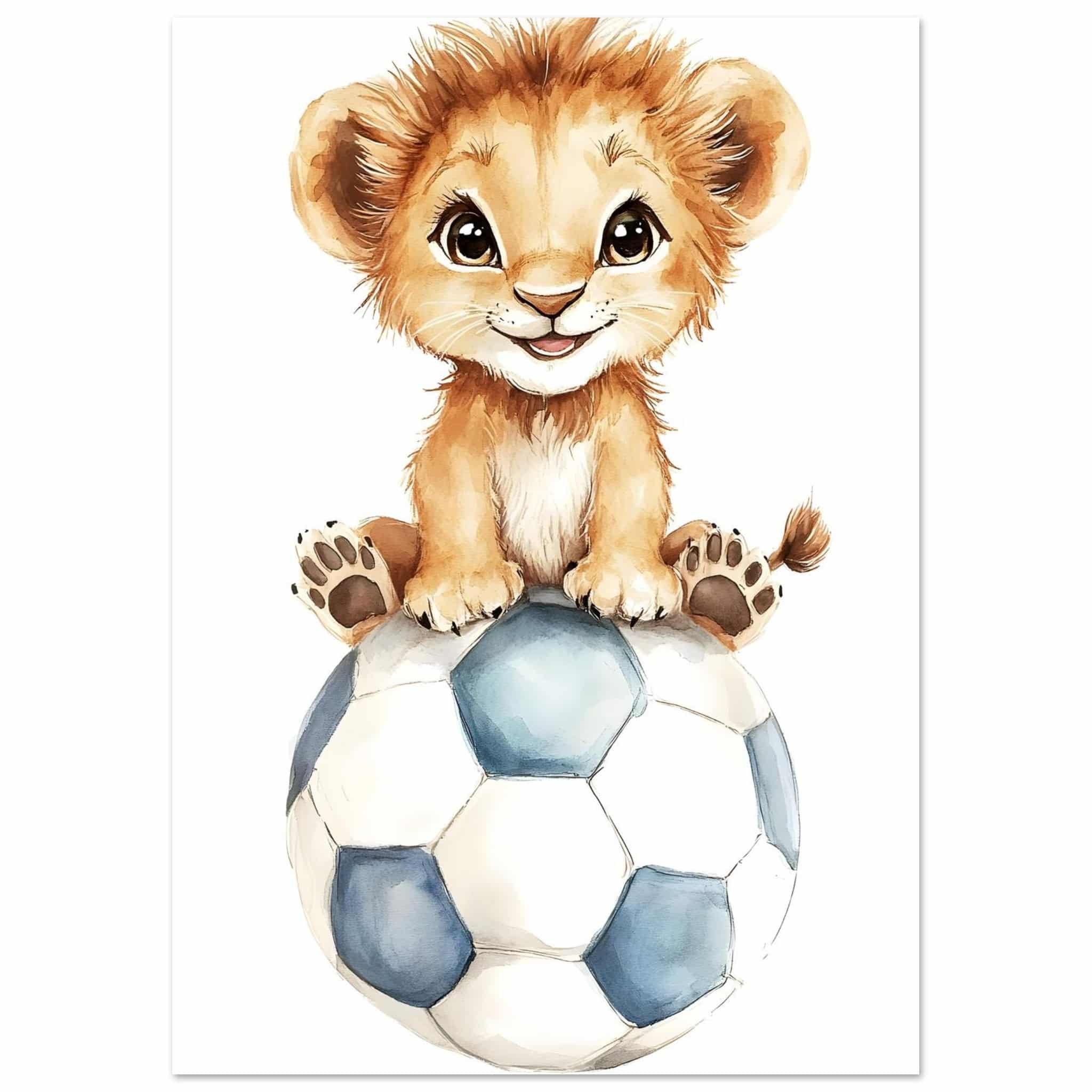 Artfulprints Poster Sportief leeuwtje - A4 21x29.7 cm - Meerkleurig