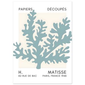 Artfulprints Poster Matisse – Aqua bloom turquoise – 50×70 cm – Turquo Artfulprints Poster Matisse – Aqua bloom turquoise – 50×70 cm – Turquo