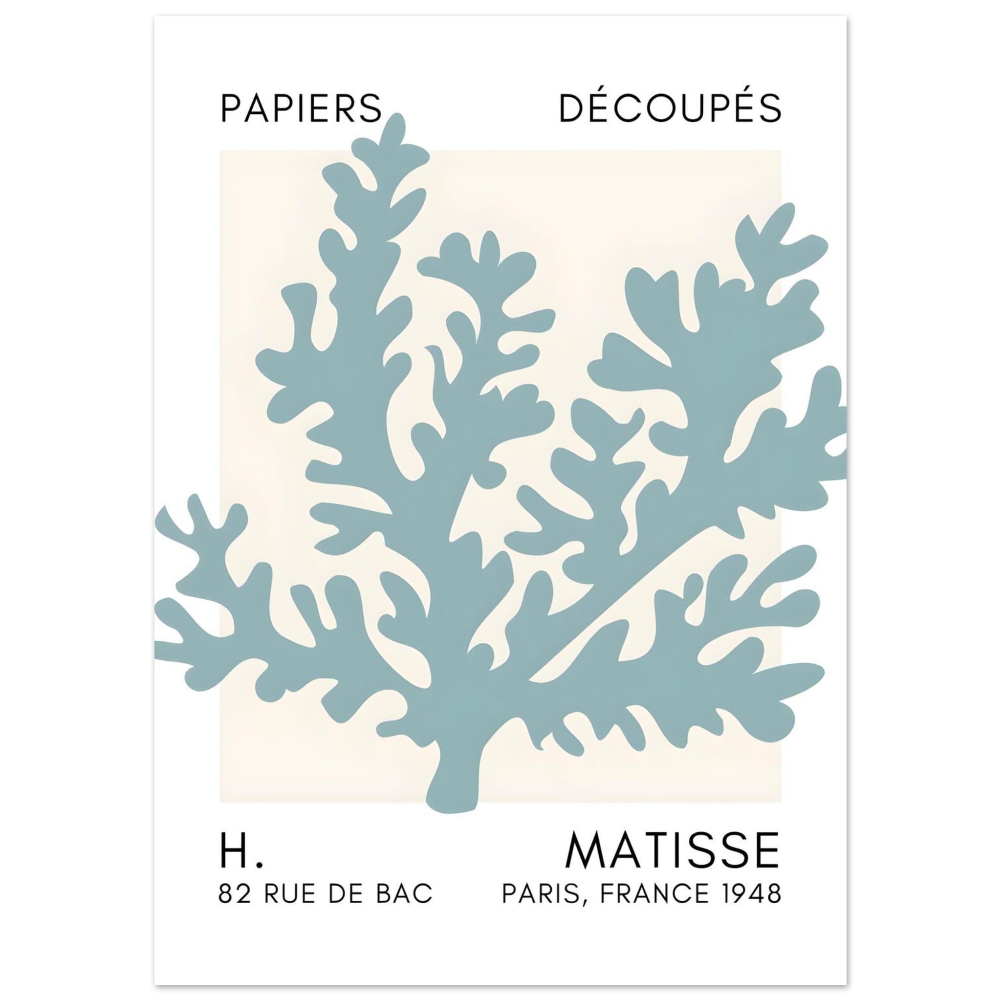 Artfulprints Poster Matisse – Aqua bloom turquoise - 50x70 cm - Turquo
