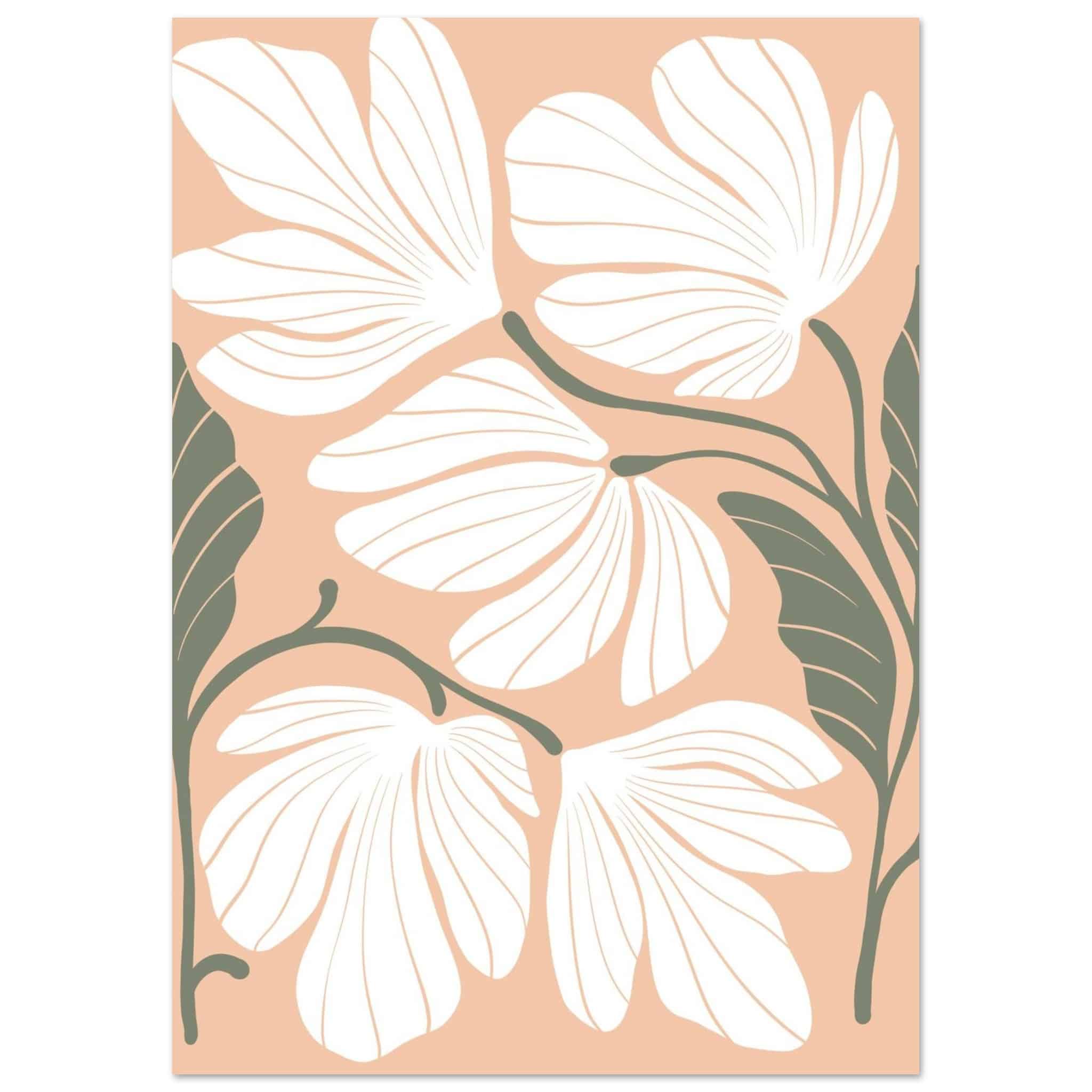 Artfulprints Poster Boho – Delicate flowers - A4 21x29.7 cm - Wit