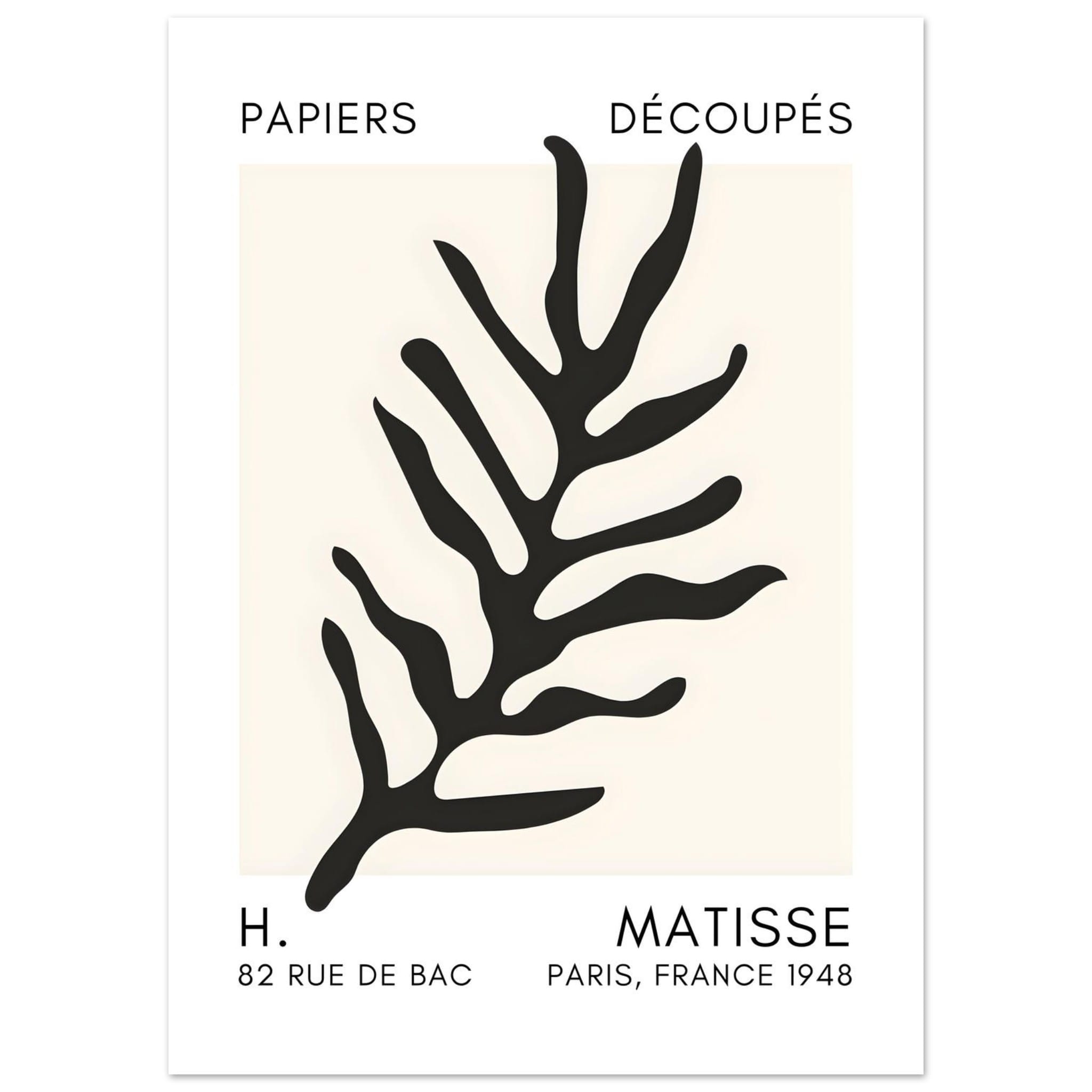 Artfulprints Poster Matisse – Ocean flora black - 50x70 cm - Zwart