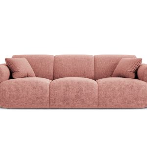 Cosmopolitan Design Bank Nolio 3-zits, chenille, roze – 95x235x72cm