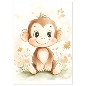 Artfulprints Poster Baby aap – 70×100 cm – Bruin Artfulprints Poster Baby aap – 70×100 cm – Bruin
