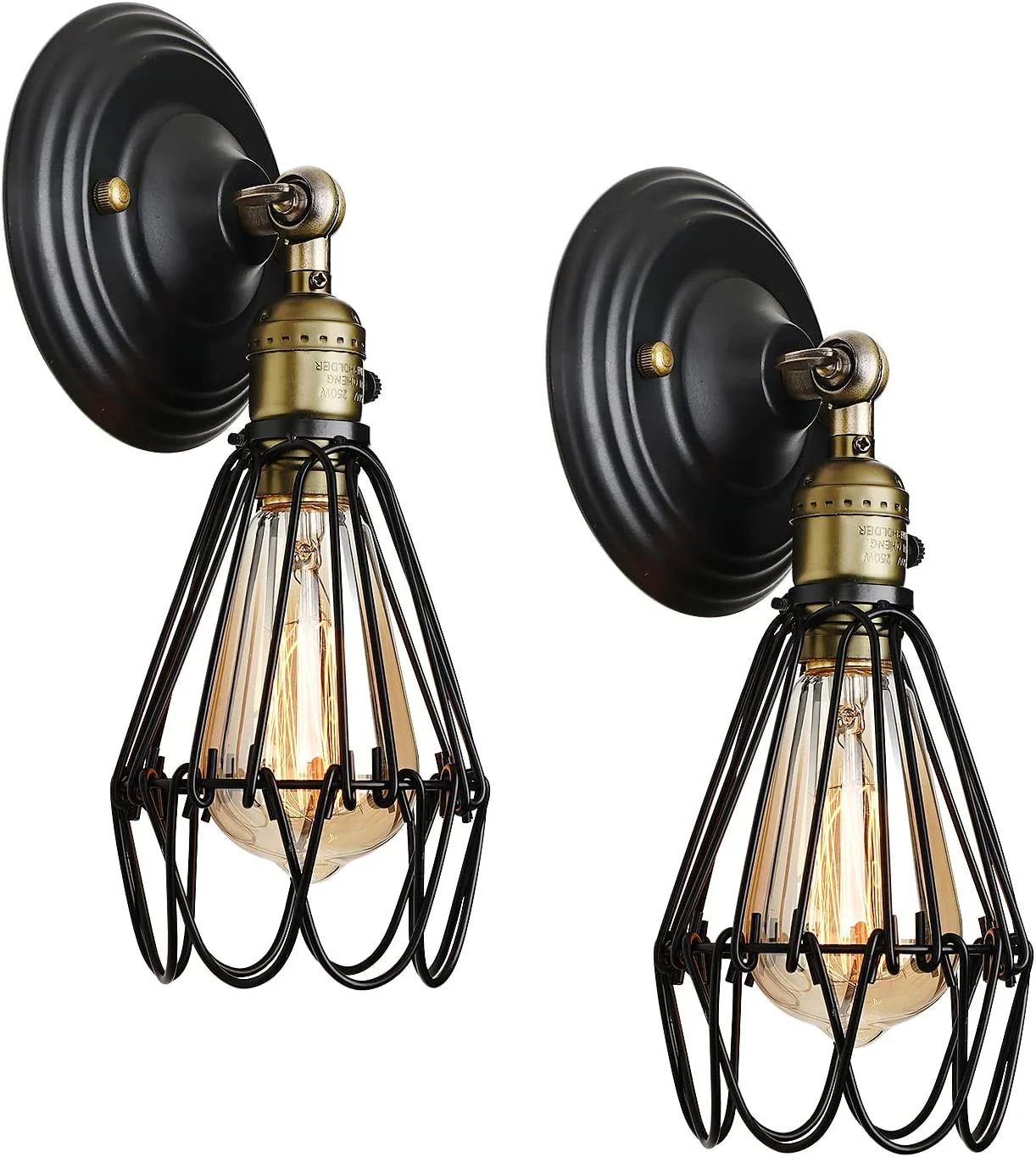 Wandlamp 2x industrieel – Kooi – Draaibaar