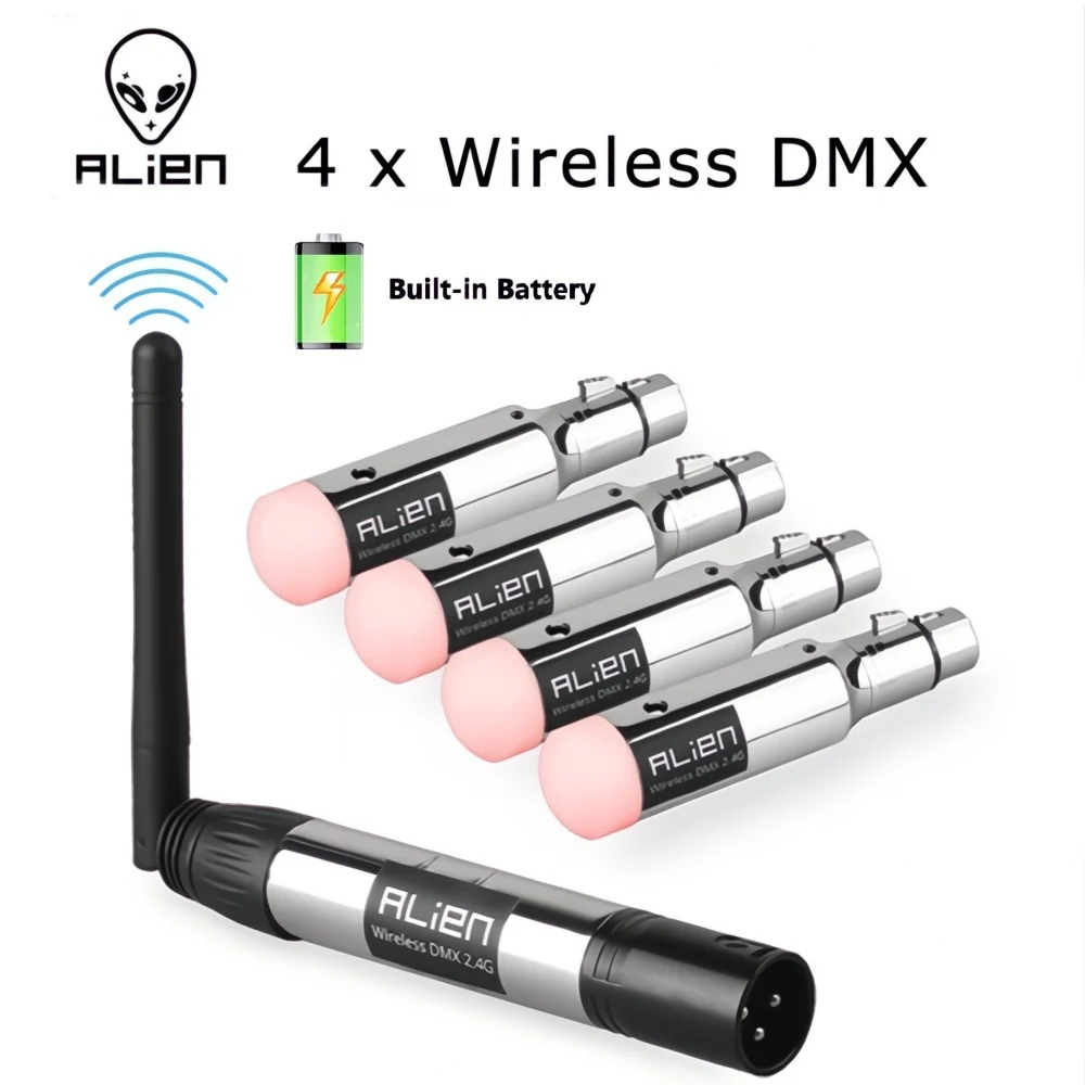 4x Draadloze DMX 512 Controllers Oplaadbaar met ingebouwde batterij