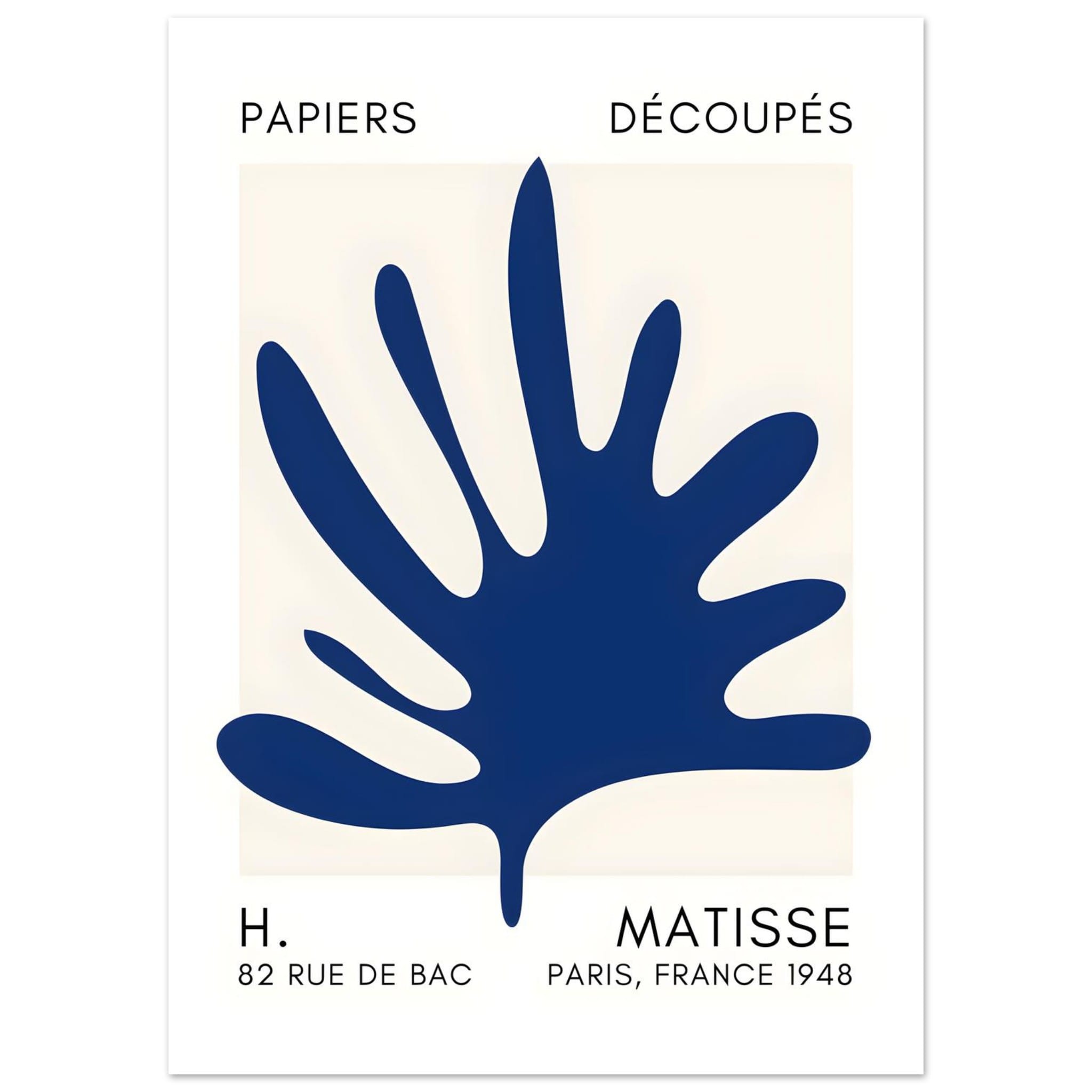 Artfulprints Poster Matisse – Coral drift navy blue II - 50x70 cm - Bl