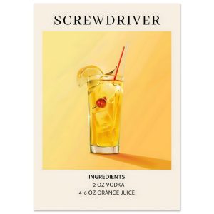 Artfulprints Poster Screwdriver cocktail – Ingrediënten – A4 21×29.7 c Artfulprints Poster Screwdriver cocktail – Ingrediënten – A4 21×29.7 c