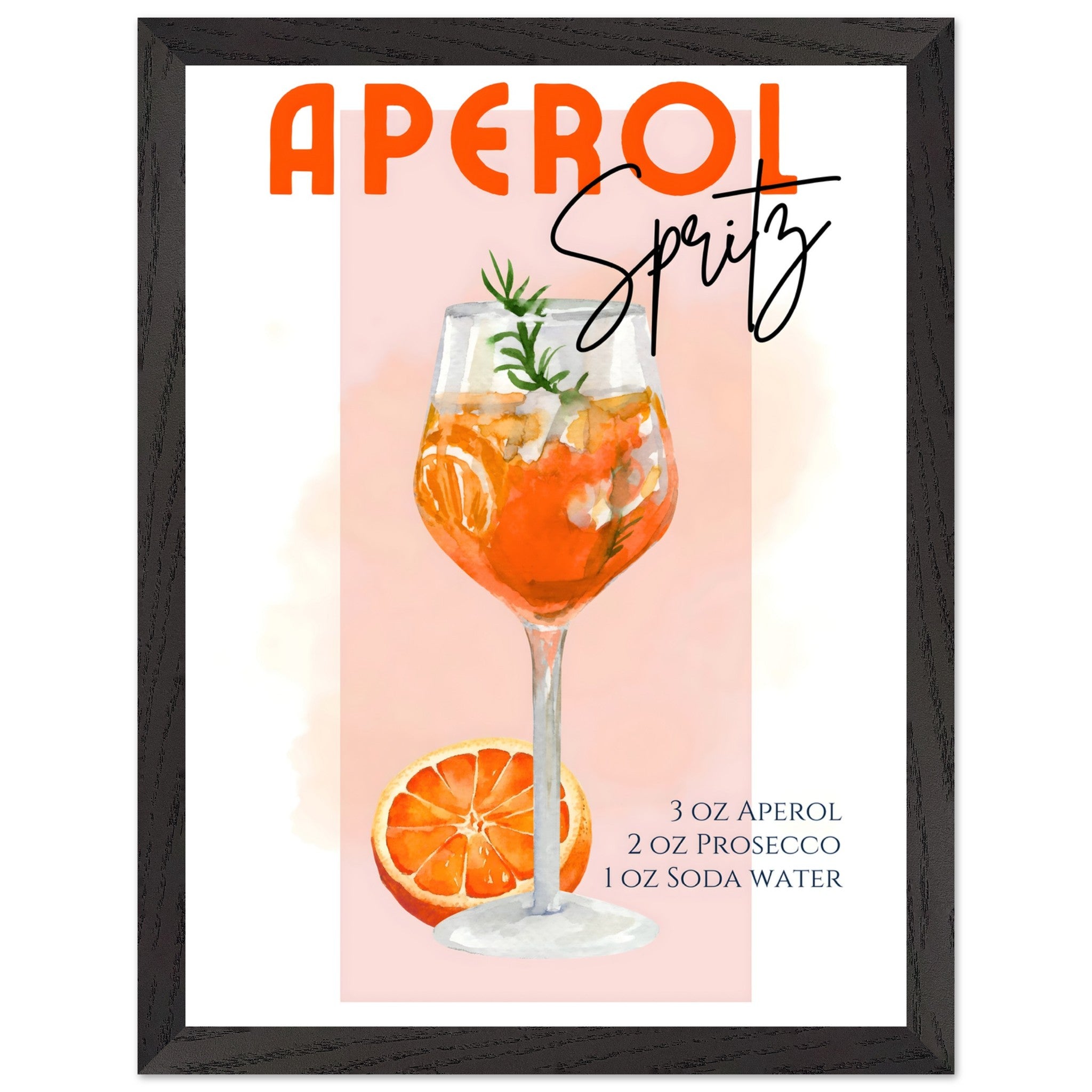 Artfulprints Poster met Lijst Aperol Spritz - Pink - 30x40 cm - Roze