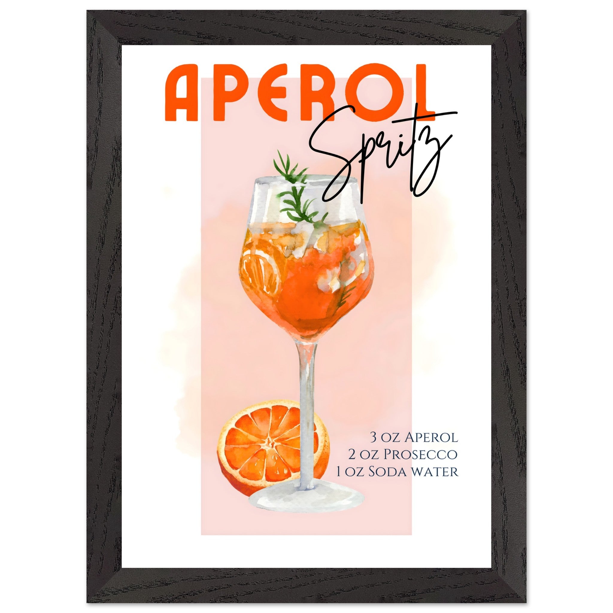Artfulprints Poster met Lijst Aperol Spritz - Pink - A4 21x29.7 cm - R
