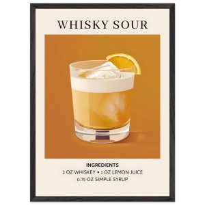 Artfulprints Poster met Lijst Whisky Sour cocktail – Ingrediënten – 50 Artfulprints Poster met Lijst Whisky Sour cocktail – Ingrediënten – 50