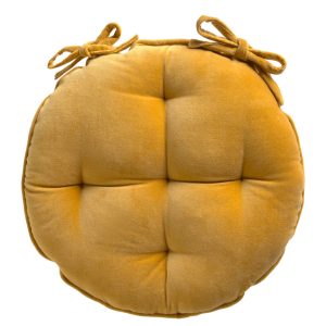 Calma House Stoelkussen Velour – Mosterd – Diam. 40×4 Calma House Stoelkussen Velour – Mosterd – Diam. 40×4