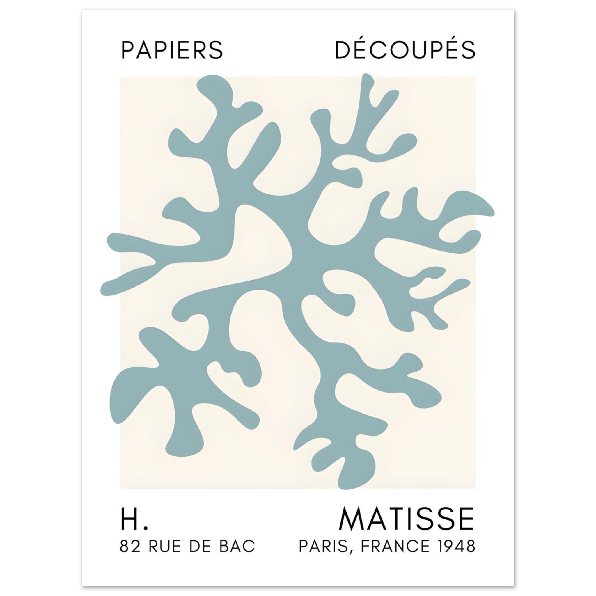 Artfulprints Poster Matisse – Dreamy coral flower turquoise - 30x40 cm