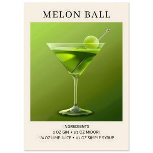 Artfulprints Poster Melon Ball cocktail – Ingrediënten – A4 21×29.7 cm Artfulprints Poster Melon Ball cocktail – Ingrediënten – A4 21×29.7 cm