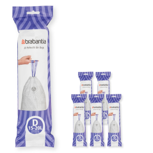 Brabantia PerfectFit Afvalzak, code D, 15-20 liter, 120 stuks, set van