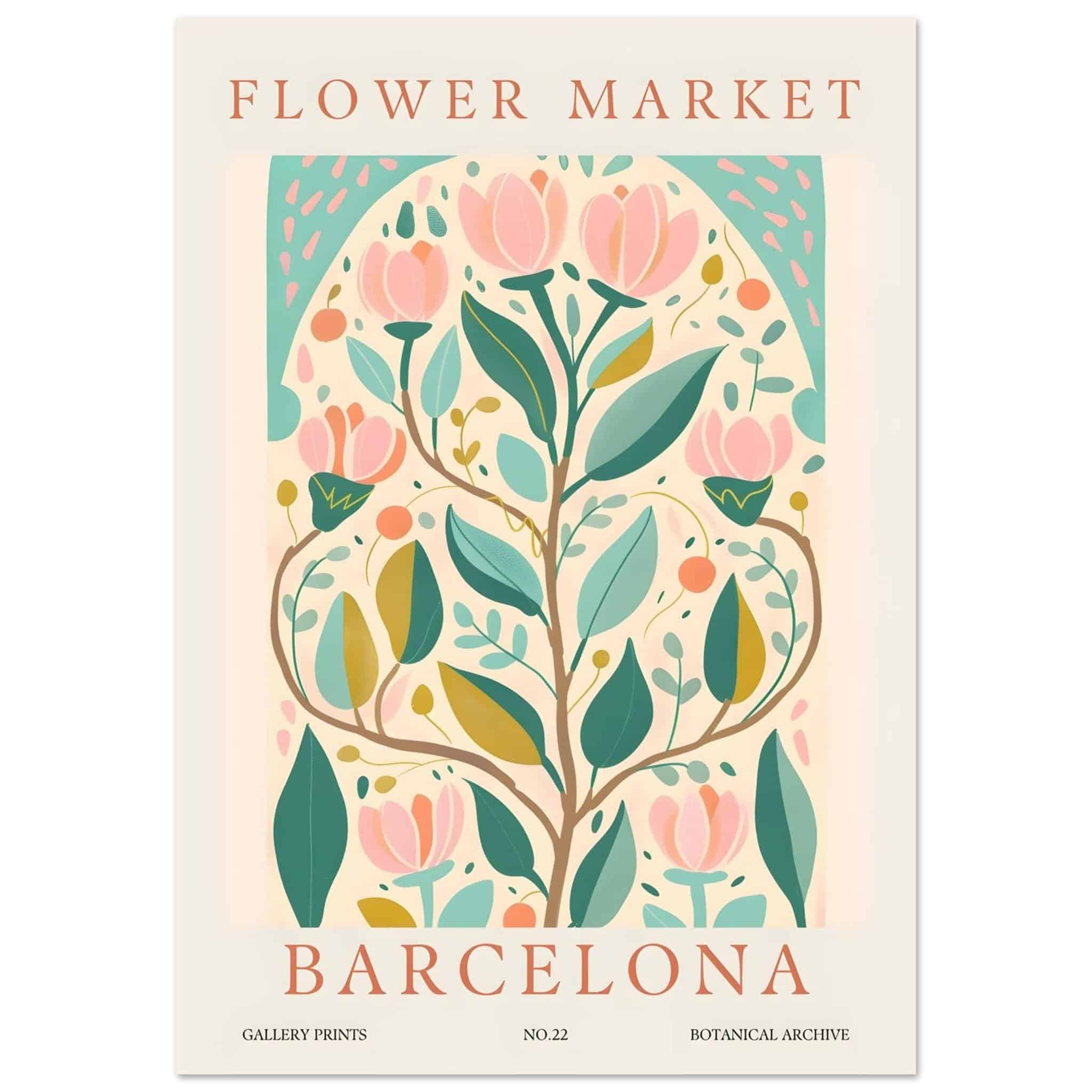 Artfulprints Poster Flower market - Barcelona - 70x100 cm - Meerkleuri