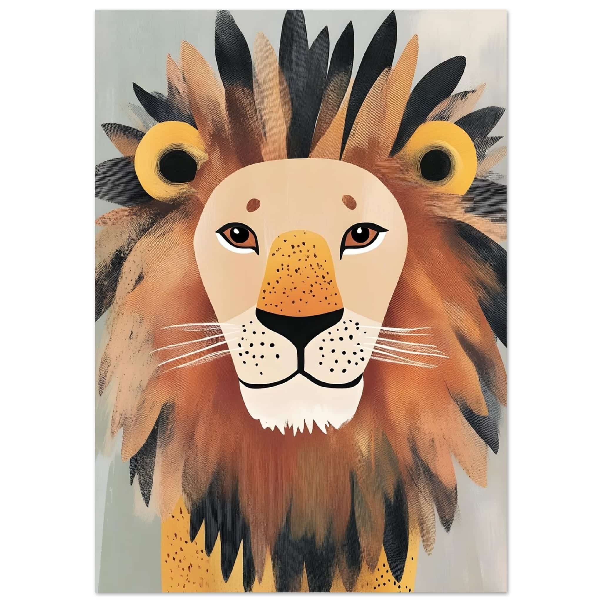Artfulprints Poster Koning van de jungle - A4 21x29.7 cm - Bruin