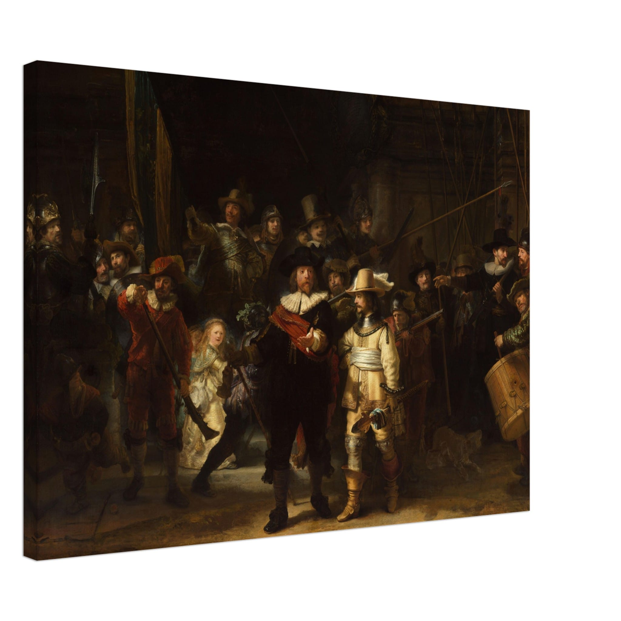 Artfulprints Canvas Rembrandt van Rijn - De nachtwacht canvas - 70x50