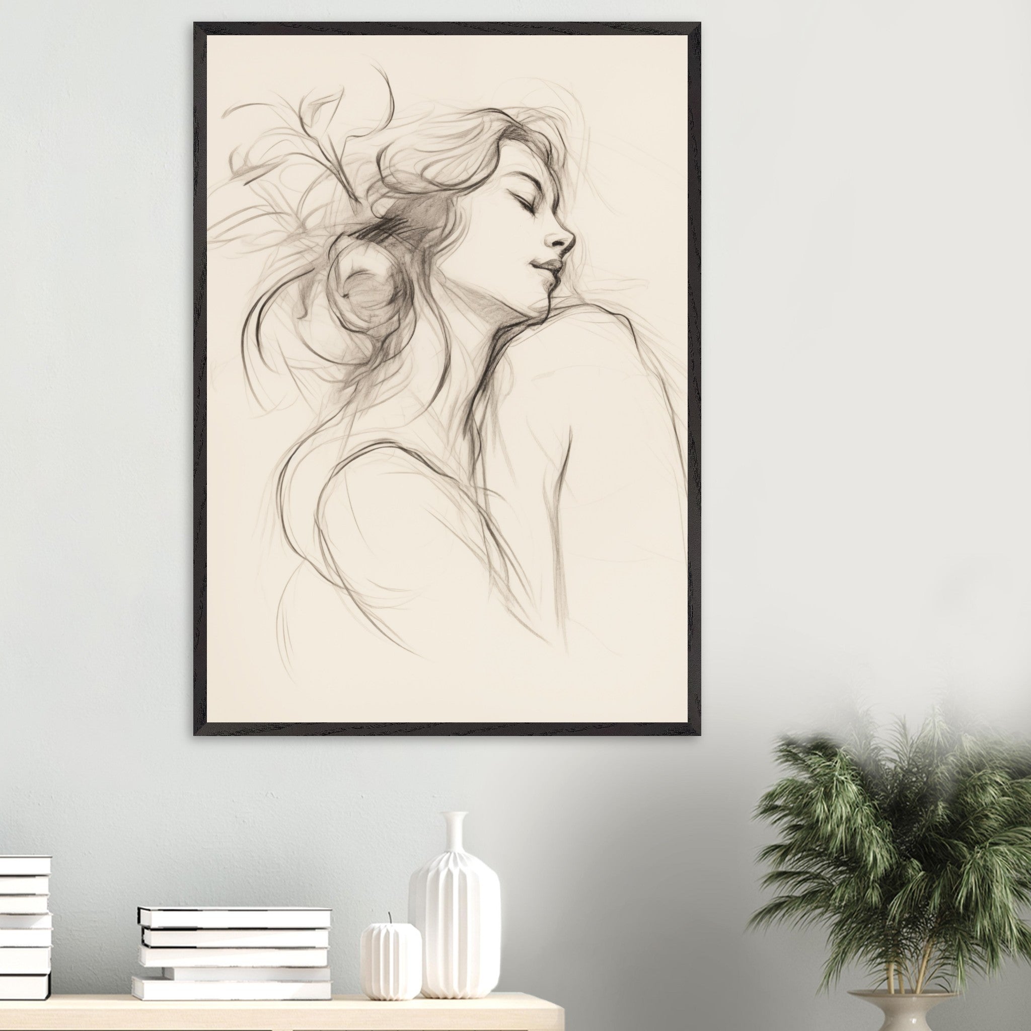 Artfulprints Poster Abstract - Whispers of her - 70x100 cm - Zwart / W