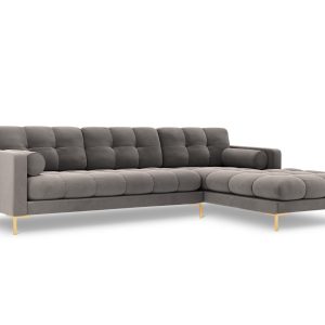 Cosmopolitan Design rechter hoekbank Bali 5-zits, flueel, lichtgrijs –