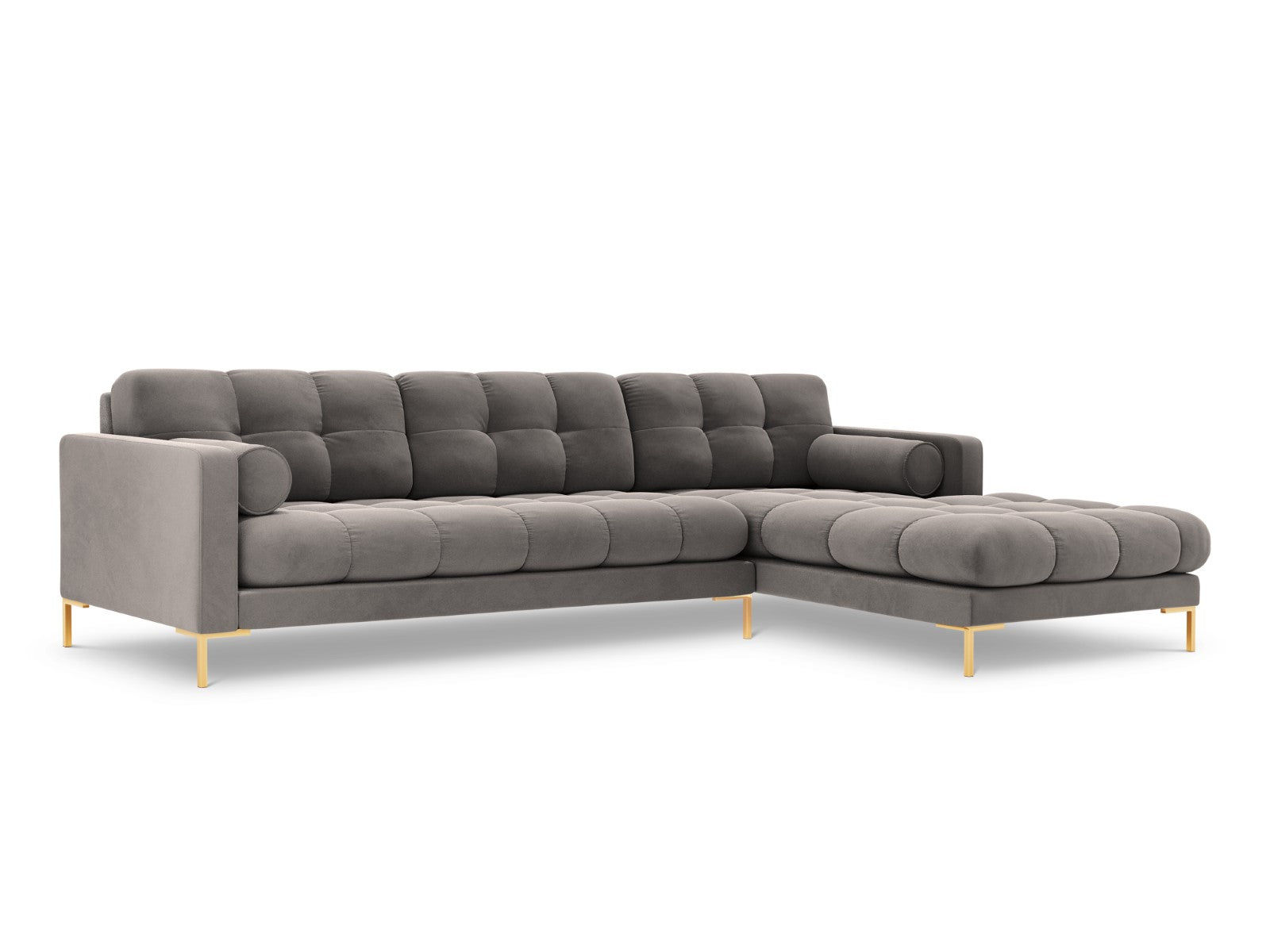 Cosmopolitan Design rechter hoekbank Bali 5-zits, flueel, lichtgrijs -