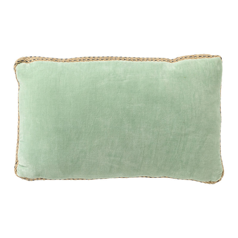 MANOE - sierkussen 30x50 cm - effen kleur - jute rand - Cameo Green -