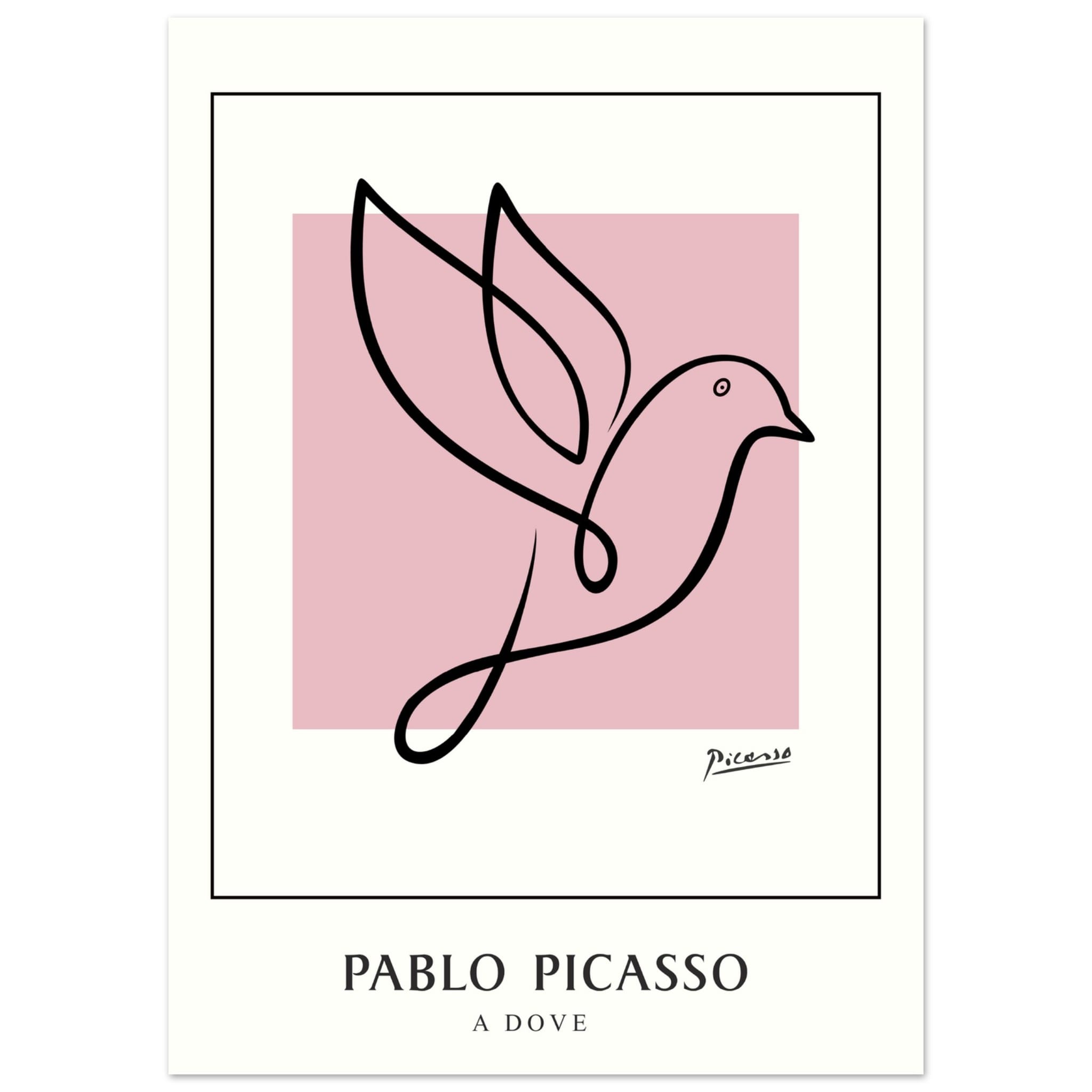 Artfulprints Poster Pablo Picasso - A dove - 50x70 cm - Roze