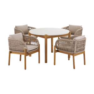 Artichok Teresa Houten Tuinset Beige Met Zitkussens