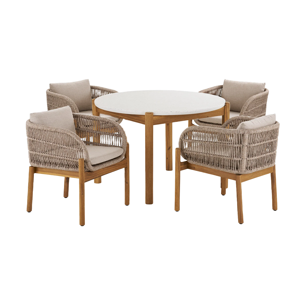 Artichok Teresa Houten Tuinset Beige Met Zitkussens